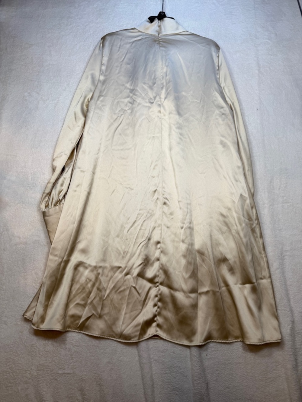H&M Dress Womens Size Medium Cream Satin Mock Neck Long Sleeve Quiet Luxury - Picture 8 of 8